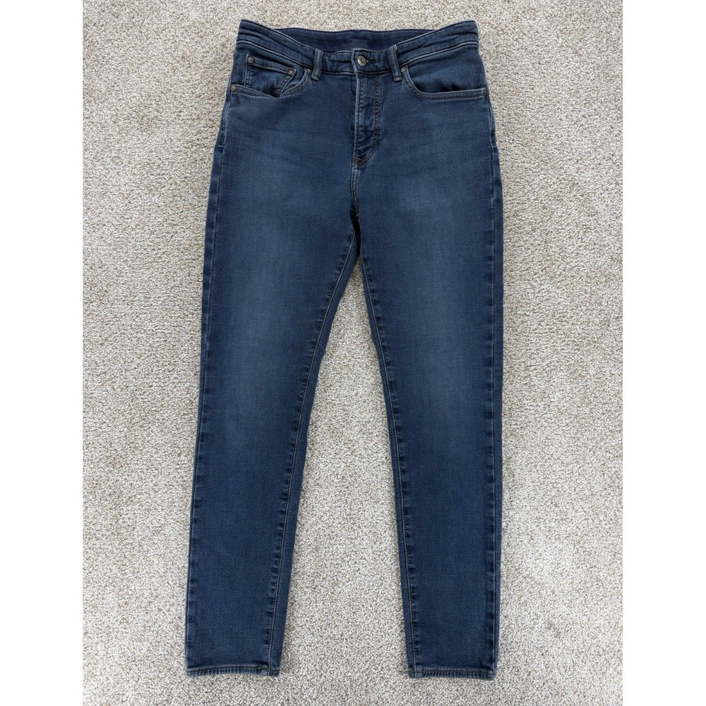 Uniqlo EZY Jeans Mens Medium (30-33w) Blue Dark Wash Slim Fit 30" Inseam Stretch